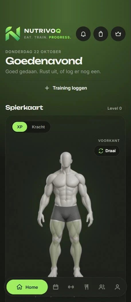 Scherm uit de app: homepage