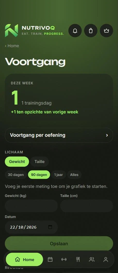 Scherm uit de app: voortgang